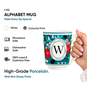 W Ceramic Coffee Mug – 300 ML | Alphabet Collection