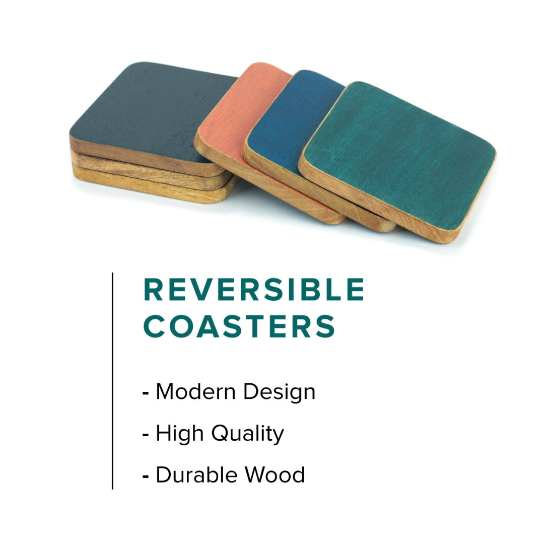 Handmade Wooden Coasters – Set of 6 | Multicolour