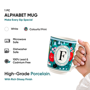 F Ceramic Coffee Mug – 300 ML | Alphabet Collection