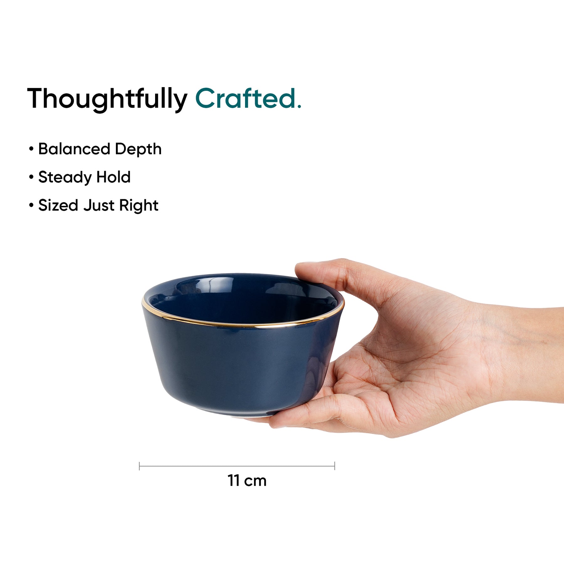 Navy Blue Gold Ceramic Nut Bowls – Set of 4 | Gold Rim