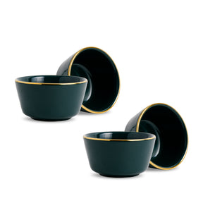 Teal Gold Ceramic Nut Bowls – Set of 4 | Gold Rim