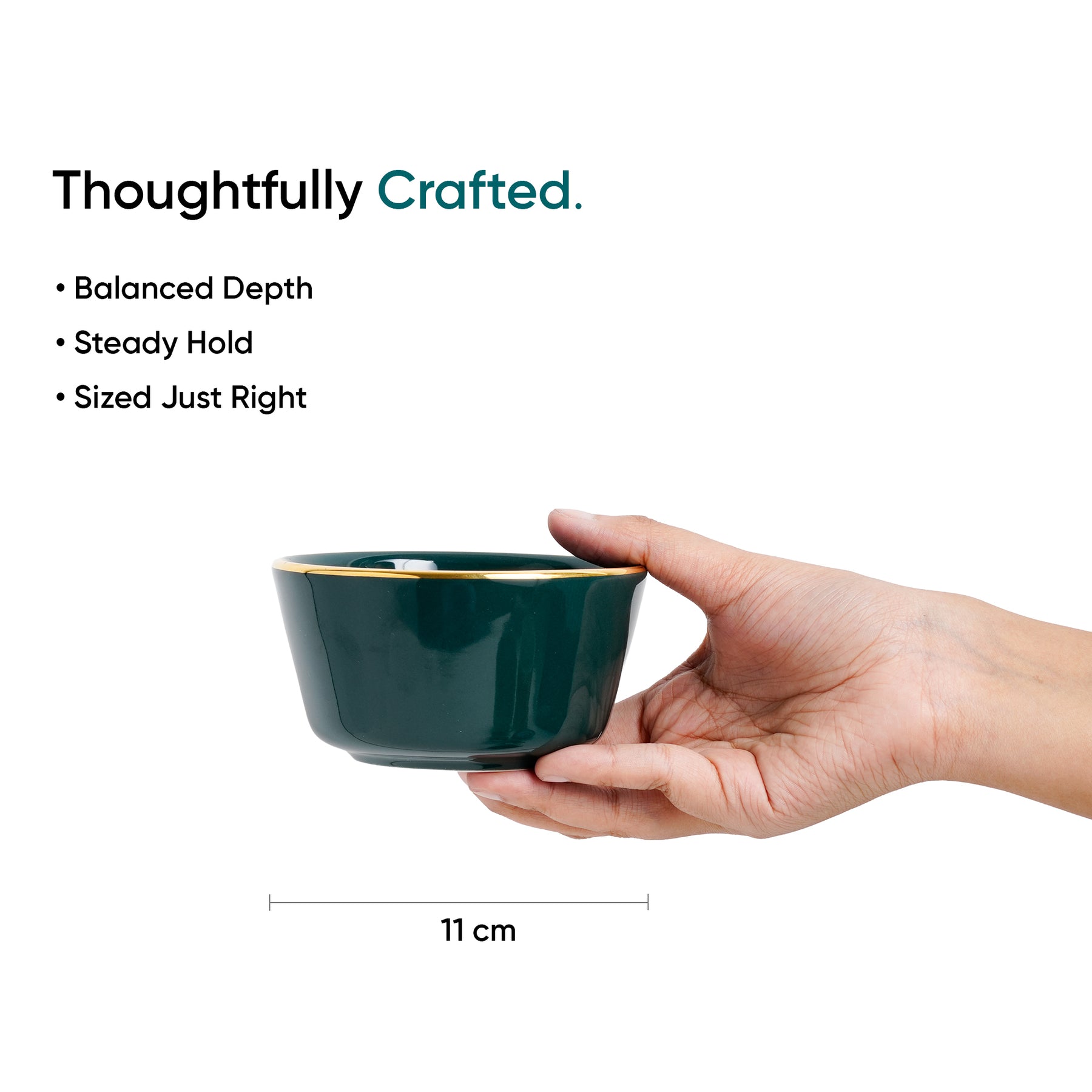 Teal Gold Ceramic Nut Bowls – Set of 4 | Gold Rim