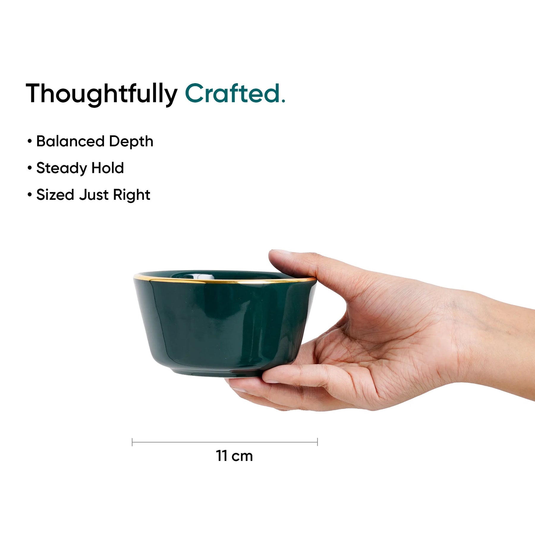 Teal Gold Ceramic Nut Bowls – Set of 4 | Gold Rim