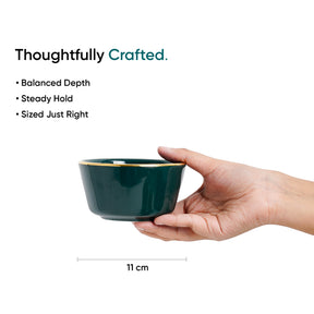 Teal Gold Ceramic Nut Bowls – Set of 4 | Gold Rim