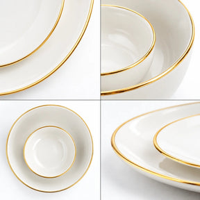 White Gold Ceramic Dinner Set – 21 Pieces | Goldline Collection