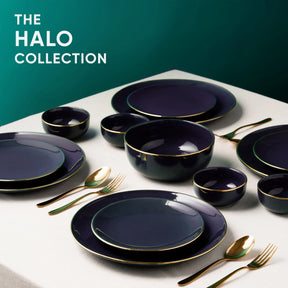 Ceramic Dinner Set | Halo Collection | 21 Pieces | Dinner Set For 6 | Navy