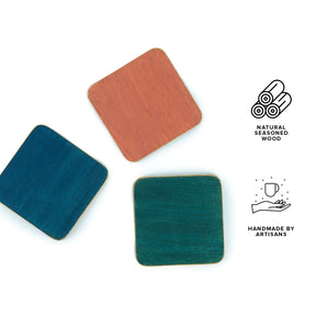 Handmade Wooden Coasters – Set of 6 | Multicolour
