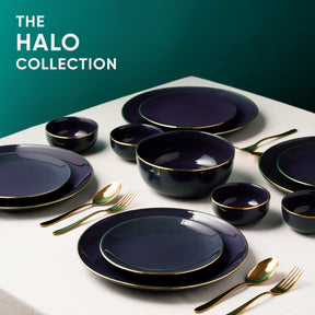 Ceramic Dinner Set | Halo Collection | 21 Pieces | Dinner Set For 6 | Navy