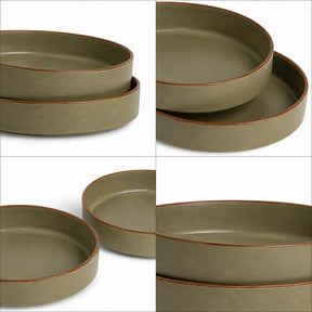 Ceramic Pasta Bowl | Japandi Collection | Set of 2 | Stackable | Olive