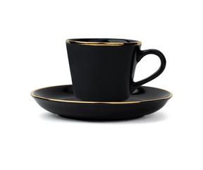 Ceramic Tea Cup Saucer Set | Goldline Collection | 180ml | Set of 6 | Glossy Finish