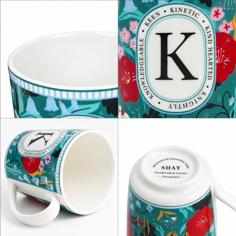 K Ceramic Coffee Mug – 300 ML | Alphabet Collection