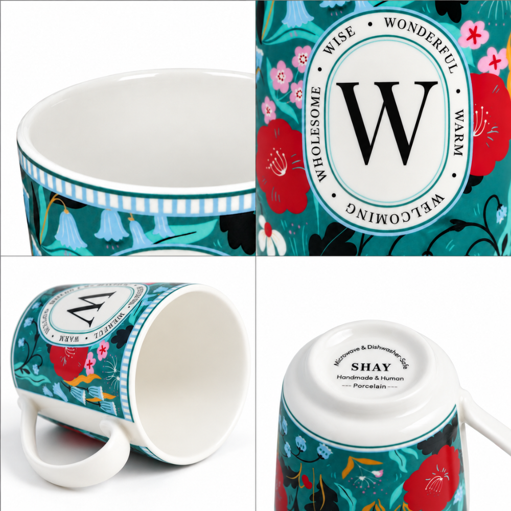 W Ceramic Coffee Mug – 300 ML | Alphabet Collection