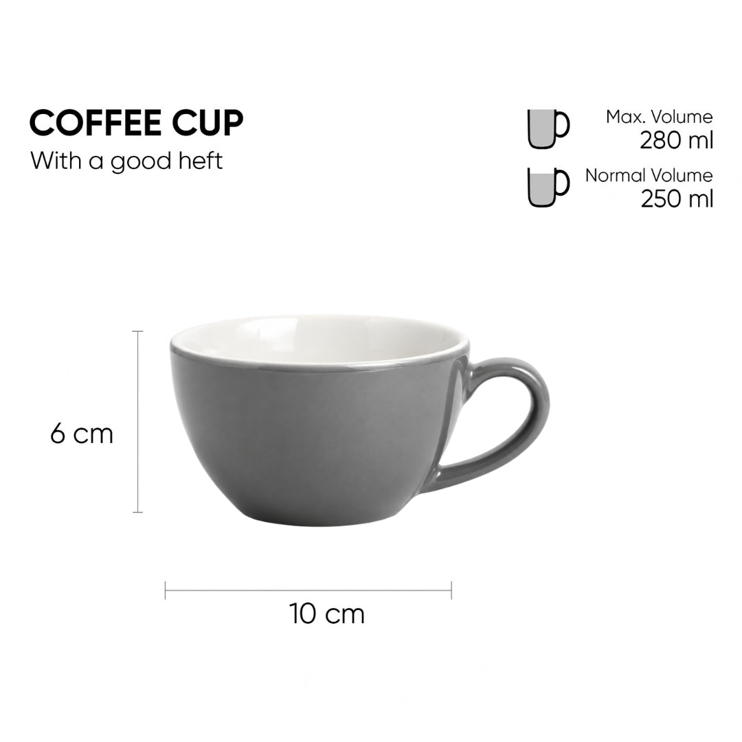 Ceramic Grey Cappuccino Cup & Saucer – 250 ML