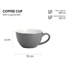 Ceramic Grey Cappuccino Cup & Saucer – 250 ML