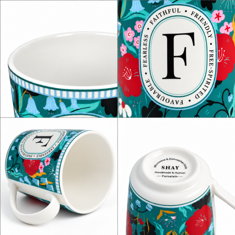 F Ceramic Coffee Mug – 300 ML | Alphabet Collection