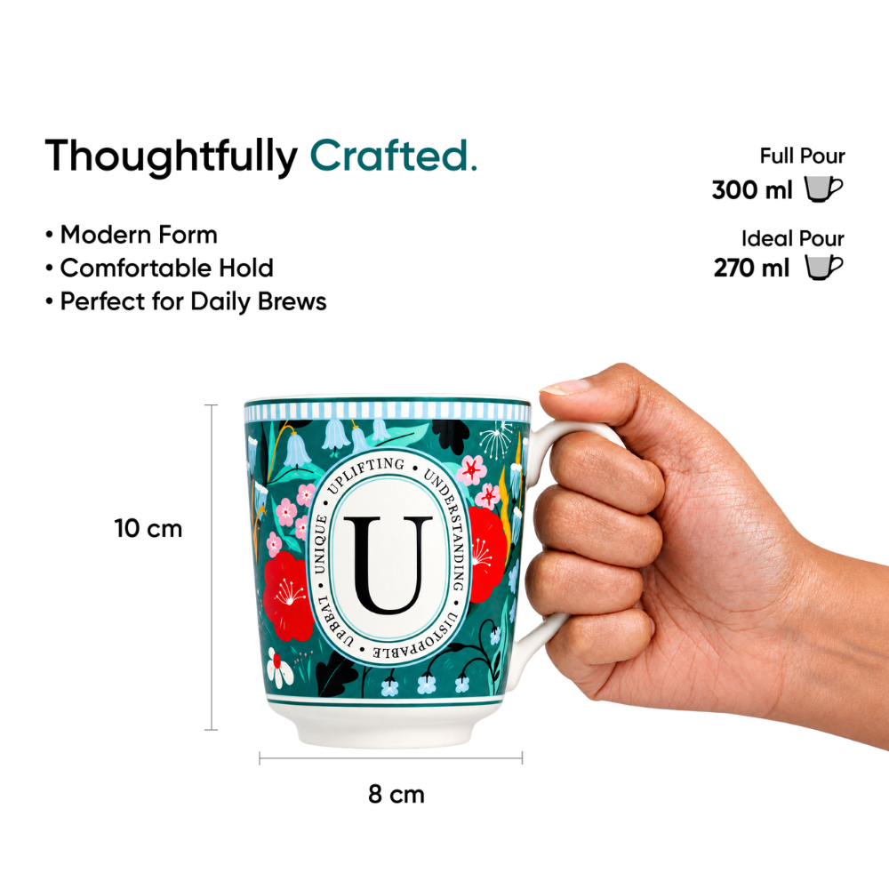 U Ceramic Coffee Mug – 300 ML | Alphabet Collection