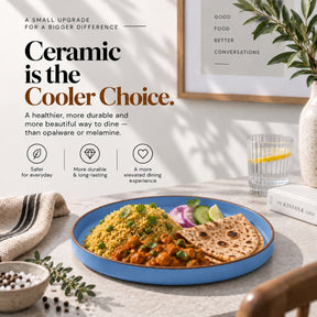 Ceramic Dinner Plates Set, 6 Pieces | Japandi Series