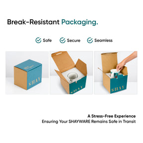 SHAY break-resistant packaging with a product inside on a white background