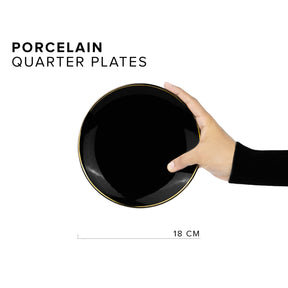 Ceramic Quarter Plates Set of 6 - Goldline Series | Glossy Finish