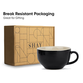 Large Ceramic Black Coffee Cup Set of 2 | 320ml | XL Cuppa Collection