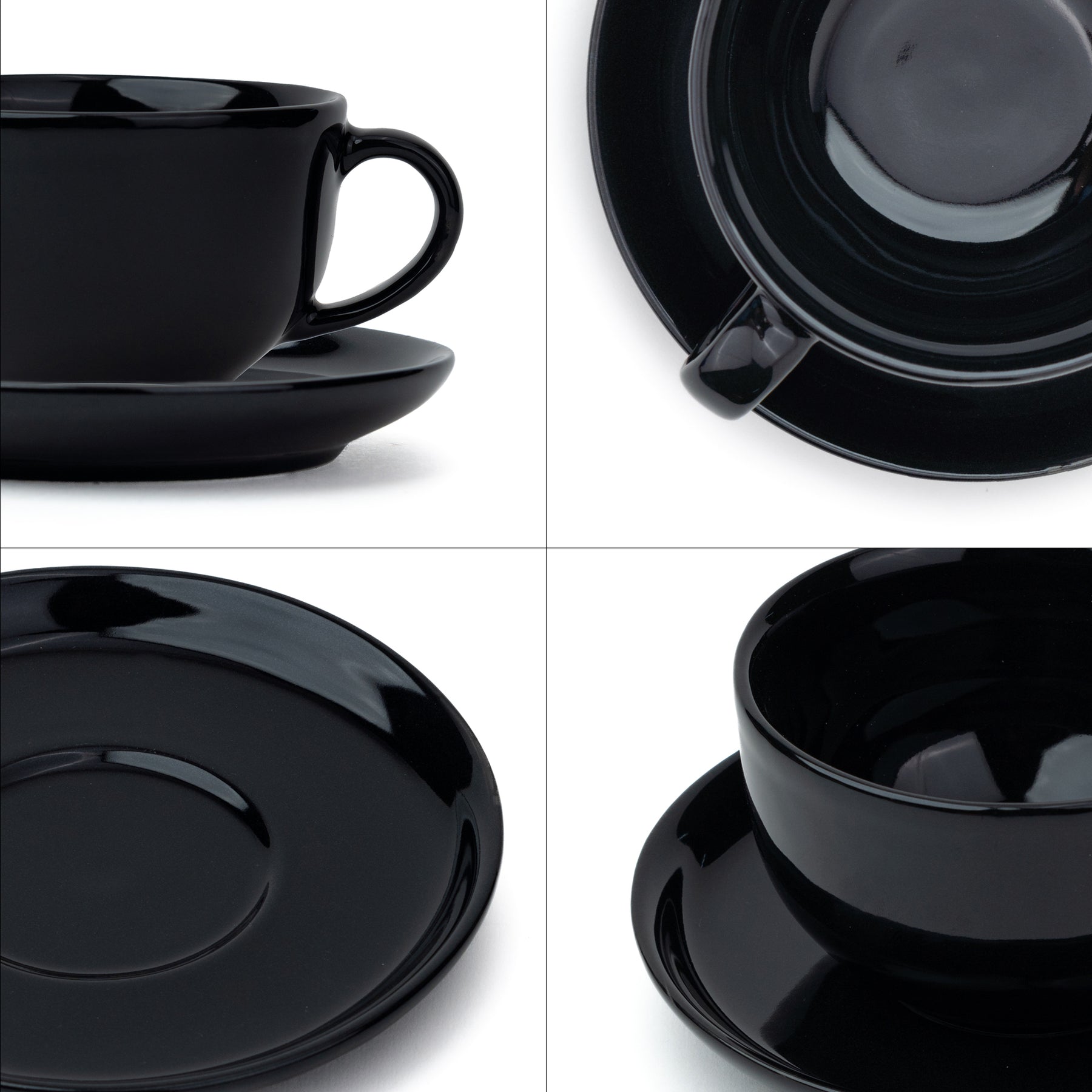Black Ceramic Cappuccino Cup & Saucer – 250 ML