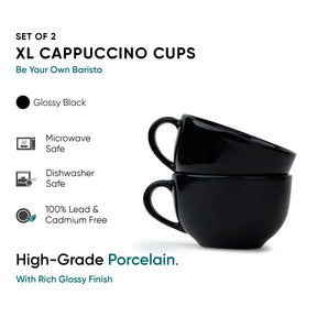 Large Ceramic Coffee Cup Set 320ml | XL Cuppa Collection | Glossy Finish