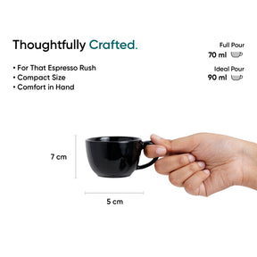 Ceramic Espresso Cup & Saucer Set (Set of 2, 100 ml) – Black