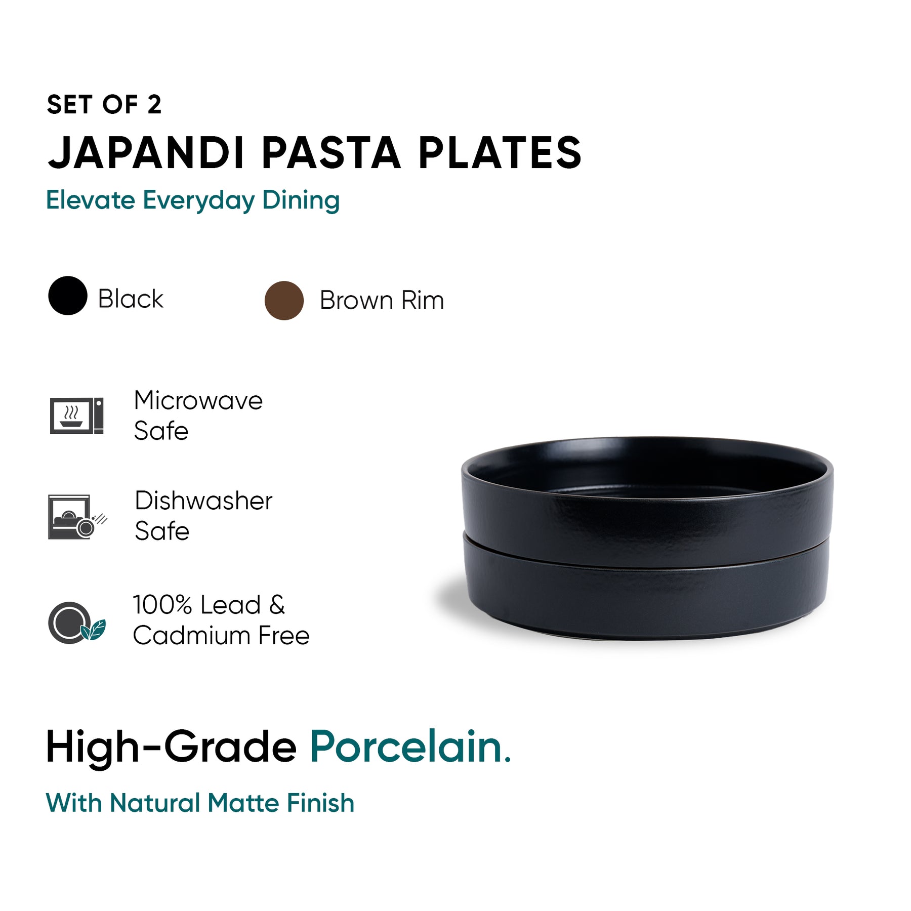 Stackable Ceramic Pasta Bowl Set of 2 Japandi Collection