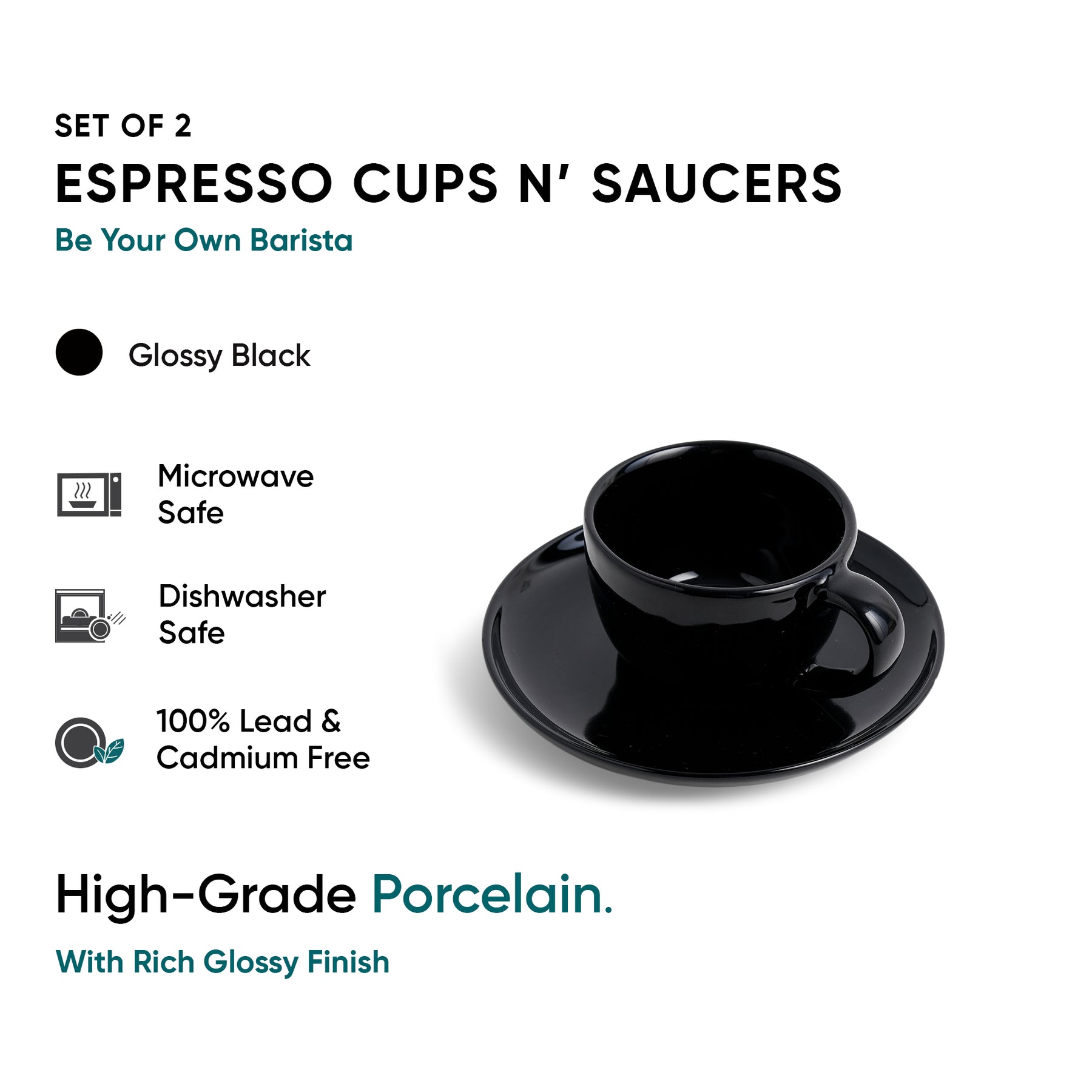Ceramic Espresso Cup  Saucer Set | Set of 2 | 100ml