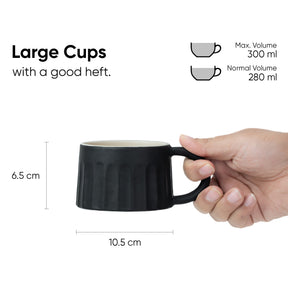 Line Ceramic Cappuccino Cup – Black, 300ml