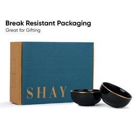 Ceramic Veg Bowls Set of 6 for Dinner | 180ml | Glossy Finish | Premium Ceramic | Gold Rim | Gold Line Collection | Multipurpose Katori Set