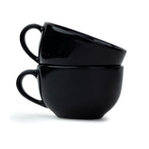 Large Ceramic Coffee Cup Set | 320ml | XL Cuppa Collection | Glossy Finish Black