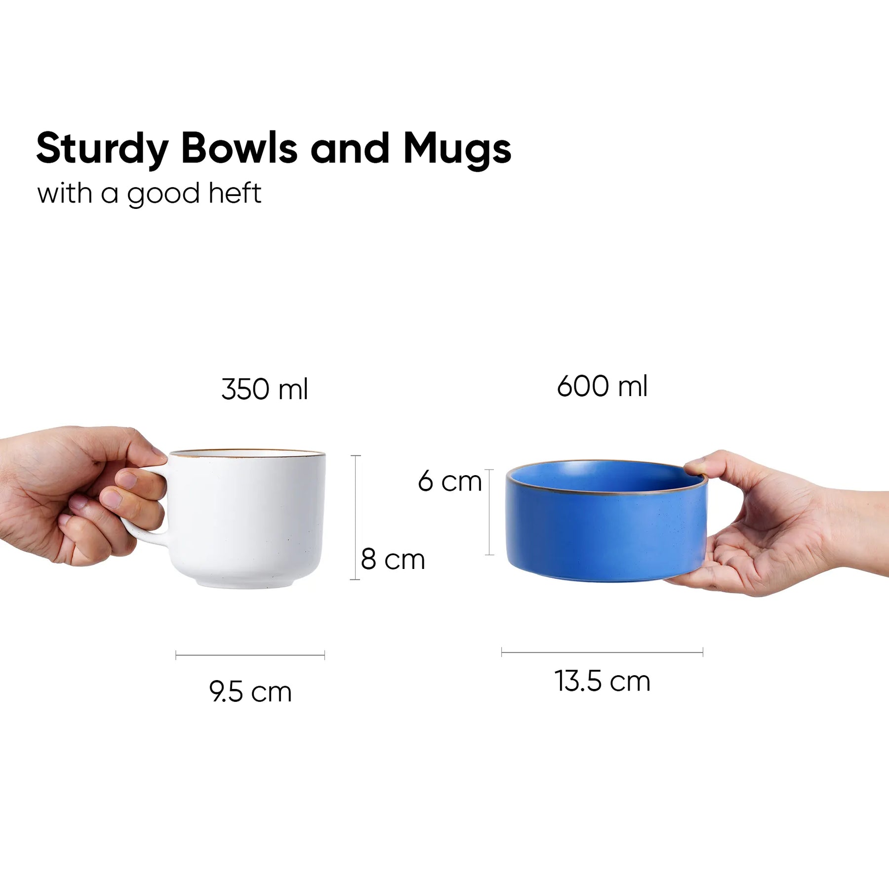 Ceramic Breakfast Set | Japandi Collection | 6 Pieces | Blue & White