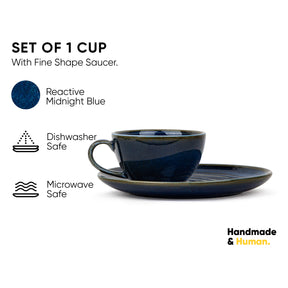 Self Reactive Coffee Cup Saucer Set, 250ml | Ceramic Mug | Glossy Finish