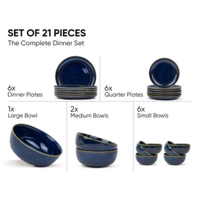 Self Reactive Ceramic Dinner Set of 21