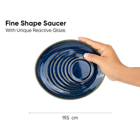 Ceramic Coffee Cup & Saucer Set 250ml – Blue Green | Reactive Glaze Porcelain