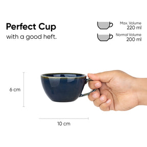 Ceramic Coffee Cup & Saucer Set 250ml – Blue Green | Reactive Glaze Porcelain