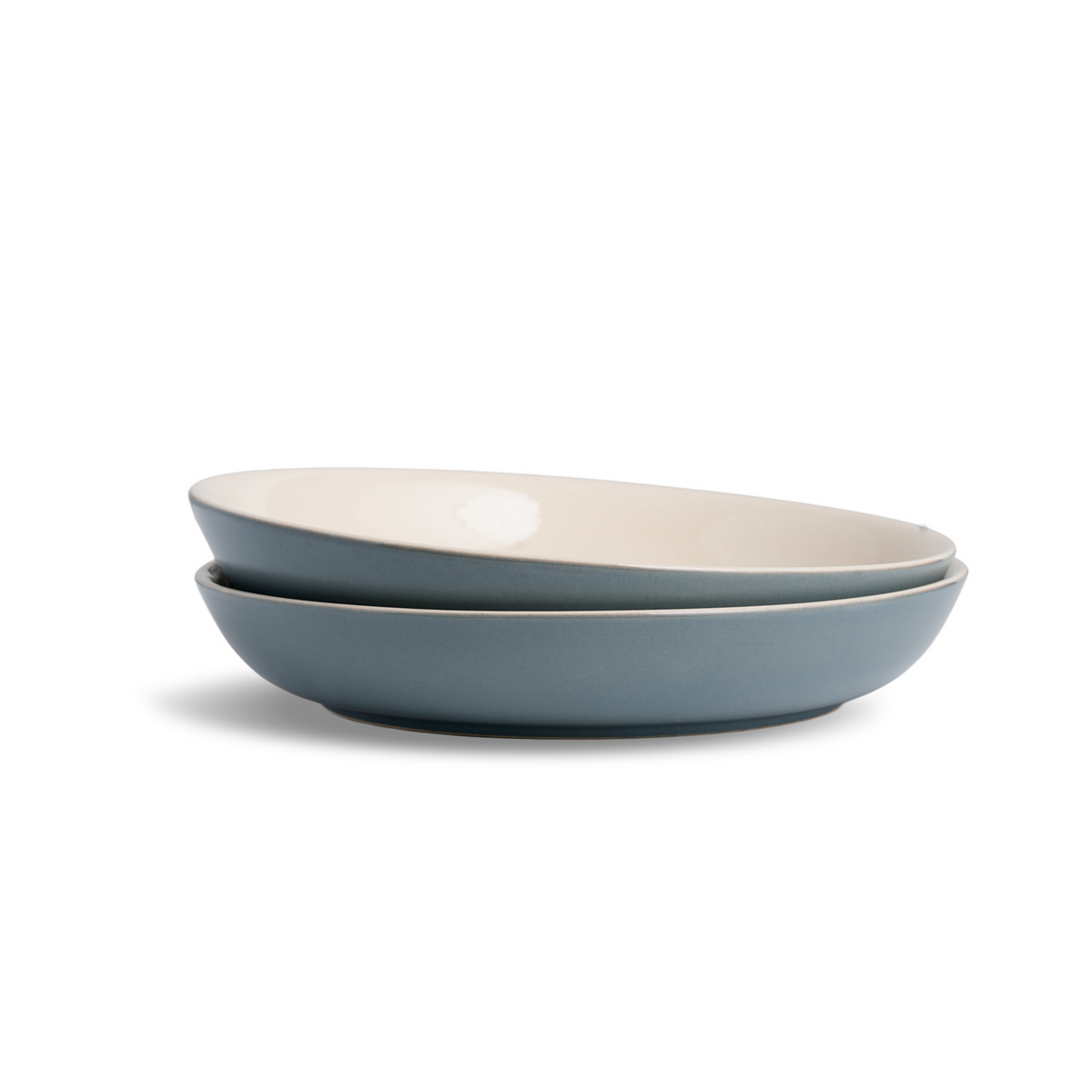 Stoneware Salad Plate Set – 22cm | Set of 2 | Grey Ivory | Glossy Finish