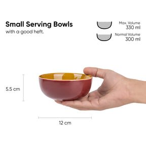 Ceramic Snack Bowl Set | 330ml | Set of 4 | Glossy Finish | Premium Stoneware