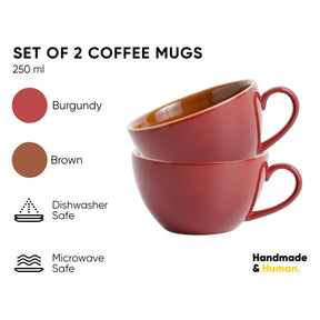 Burgundy Cappuccino Cup Set of 2 | 250ml | Barista Collection