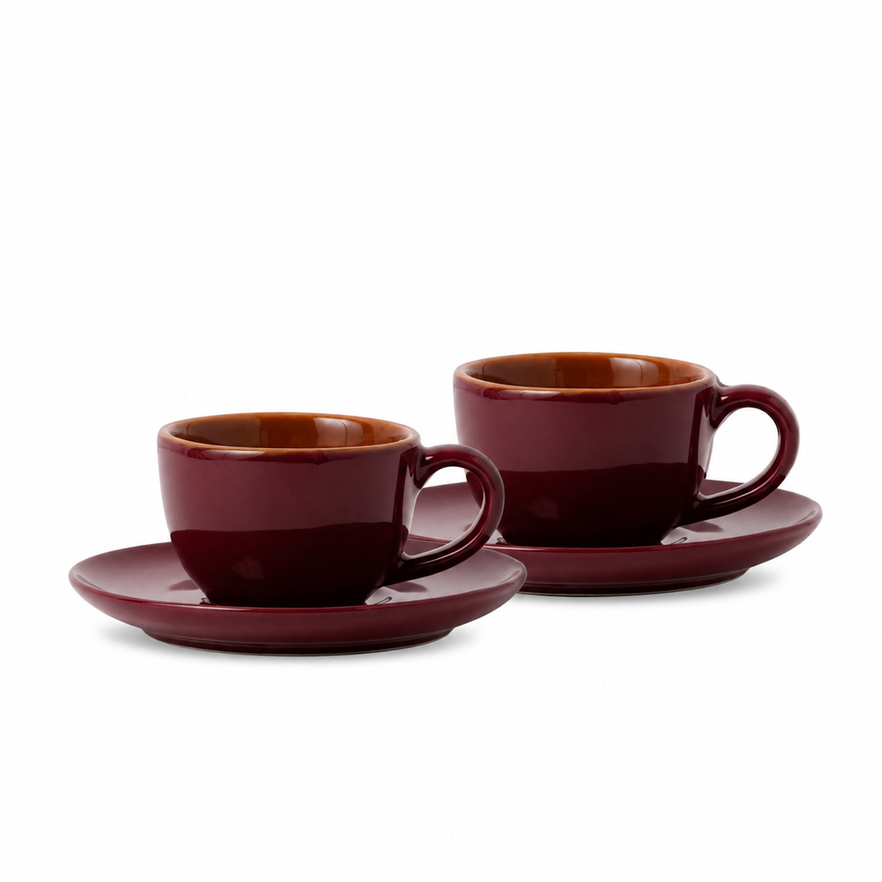 Burgundy Ceramic Espresso Cup & Saucer Set of 2 – 90 ML