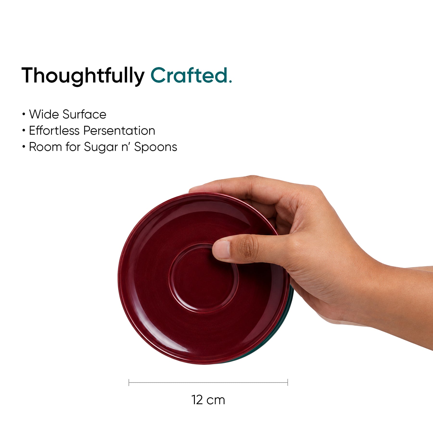 Burgundy Ceramic Espresso Cup & Saucer Set of 2 – 90 ML