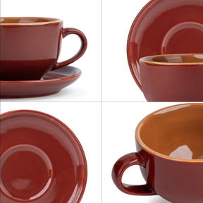 Burgundy Ceramic Cappuccino Cup & Saucer – 250 ML