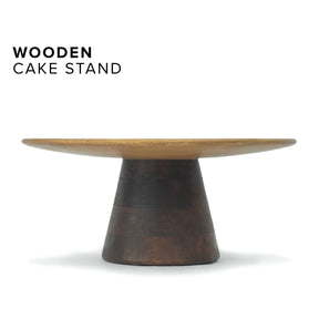 Wooden Cake Stand | Handcrafted Dual Tone Pedestal Stand for Cakes & Desserts