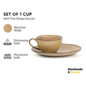 Self Reactive Coffee Cup Saucer Set, 250ml | Ceramic Mug | Glossy Finish