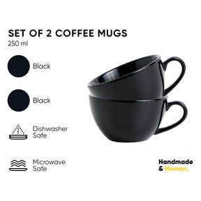 Black Cappuccino Cup Set of 2 | 250ml | Barista Collection