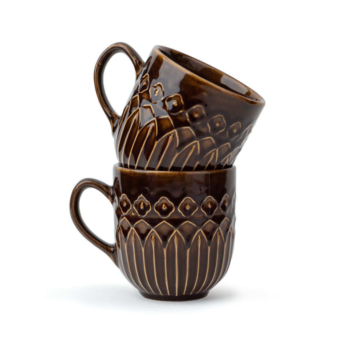 Ceramic Coffee Mug Set, 330ml, Carving Finish