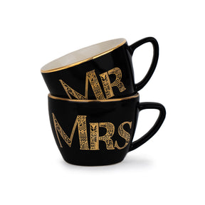 Mr & Mrs Ceramic Couple Mugs | 400ml | Premium Stoneware | Glossy Finish