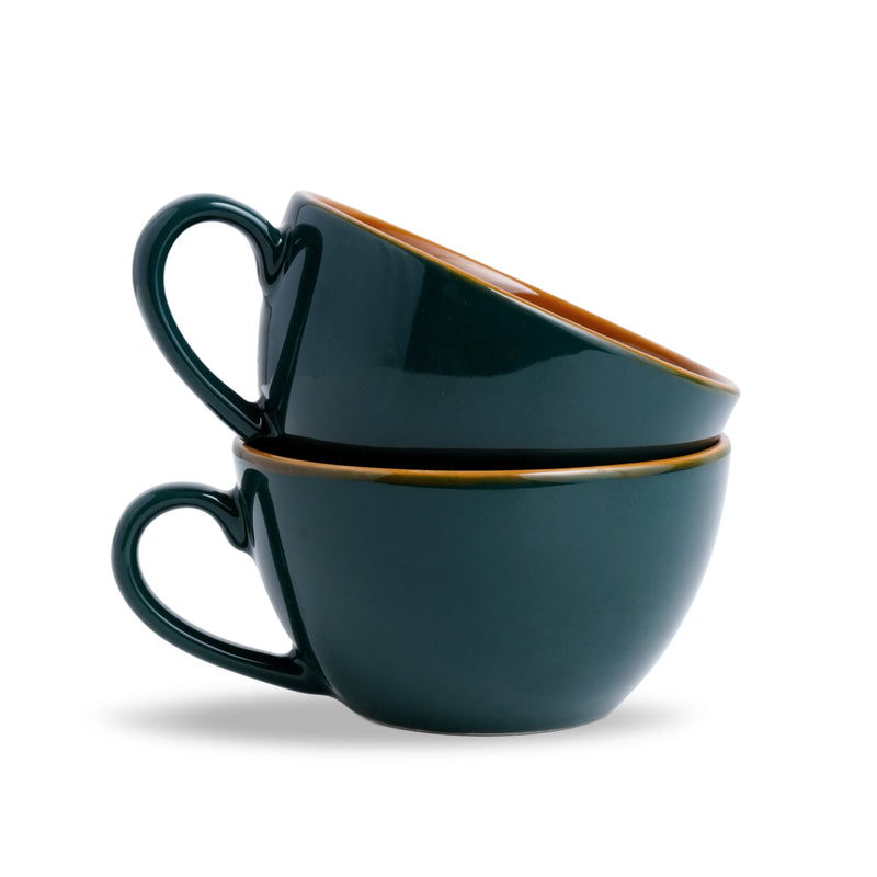 Teal Green Cappuccino Cup Set of 2 | 250ml | Barista Collection