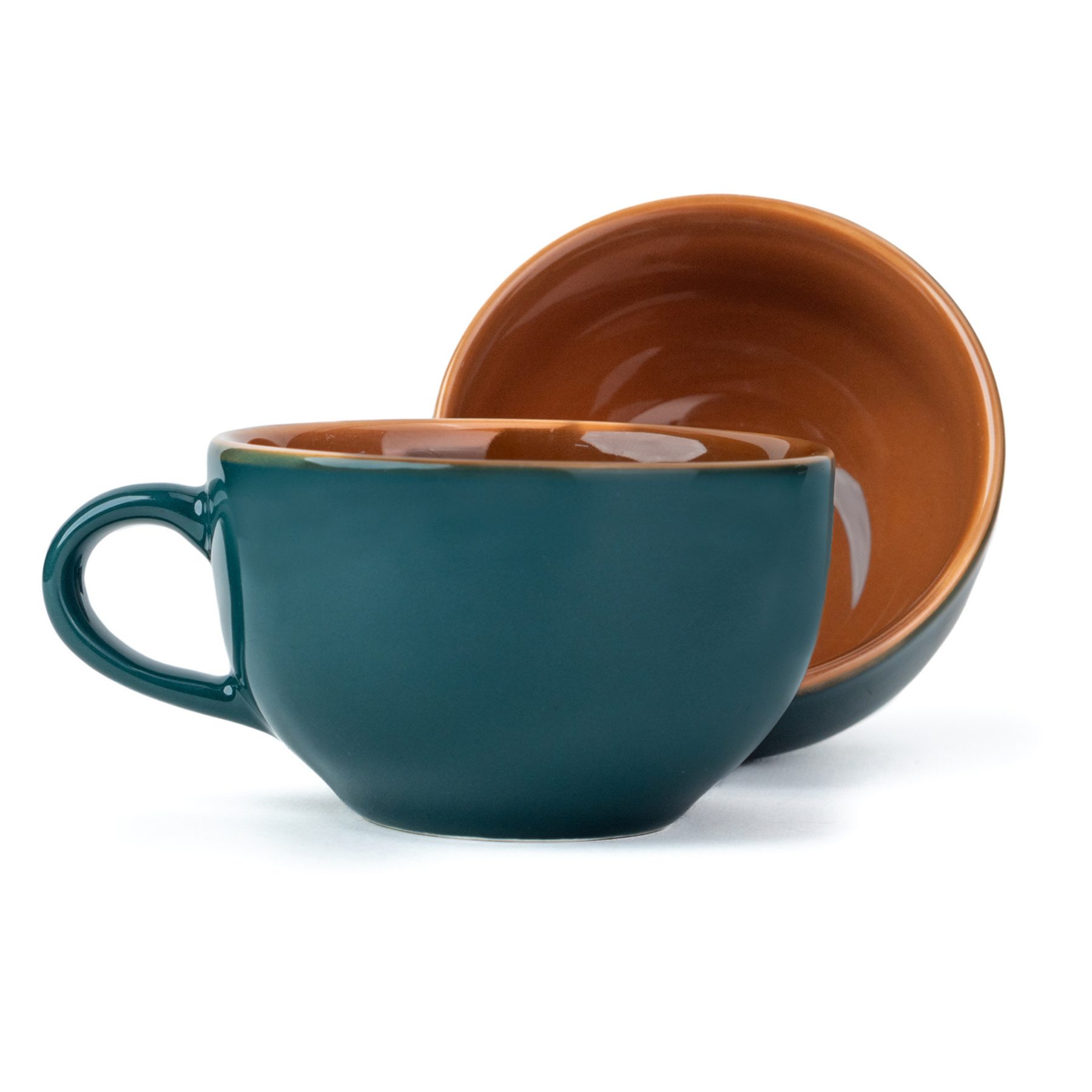 Large Teal Green Ceramic Coffee Cup Set of 2, Teal Green, 320ml | XL Cuppa Collection